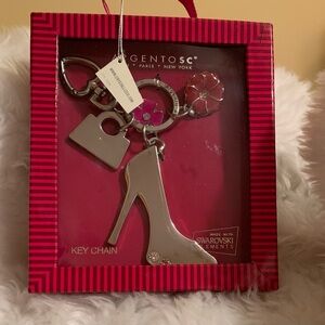 ARGENTO SC Vintage shoe key ring with added Swarovski elements NIB